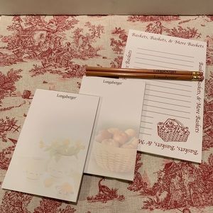 NWOT LONGABERGER NOTEPADS & PENCILS SET.